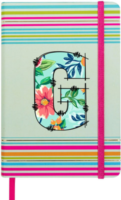 Doodle Stripes Theme Premium Hard Bound B6 Notebook Diary Ruled 192 Pages(Initial G)