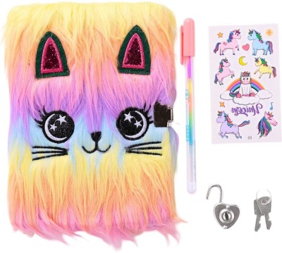 Tinker Squad Cute Cat Lock Diary with Pen Set | Dairy with Lock for Kids & Teens Regular Notebook Ruled 160 Pages(Multicolor, Pack of 4)