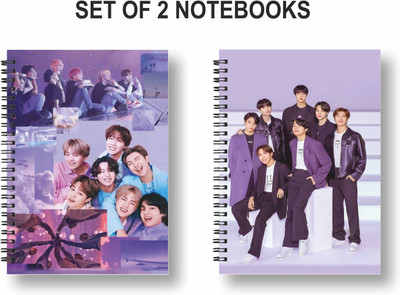 3DS Notebook A5 Diary Ruled 144 Pages(Purple, Violet, Pack of 2)