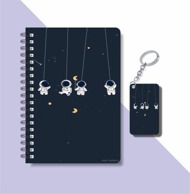 craft maniacs SPACE DIARY & KEYCHAIN A5 Notebook RULED 120 Pages(Multicolor)
