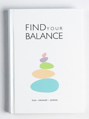 The Journal Lab Find Your Balance Undated Daily Planner and Journal to Schedule Your Day To-Do List and Productivity Tracker and Mood Tracker for Wellness Gratitude Journal with Stickers A5 Journal Designed Pages 300 Pages(Stone White)