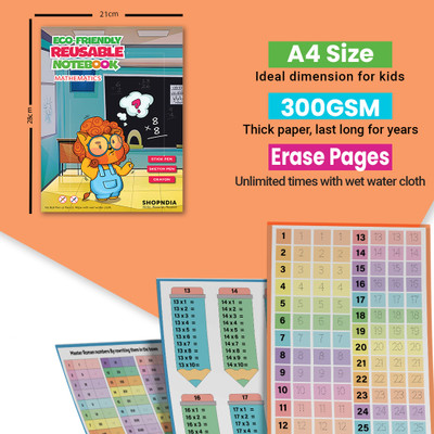 Shopndia Mathematics Eco-Friendly Reusable Notebooks A4 Notebook Ruled 16 Pages(Multicolor)