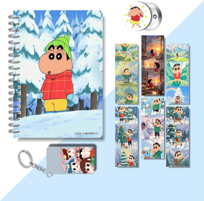 craft maniacs 2025 SHINCHAN DIARY & 6 FREEBIE BOOKMARKS & ONE KEYCHAIN & ONE BADGE A5 Diary RULED 160 Pages(Multicolor)