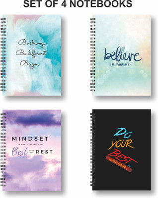 Papco Notebook A5 Diary Ruled 144 Pages(Black, Pack of 4)