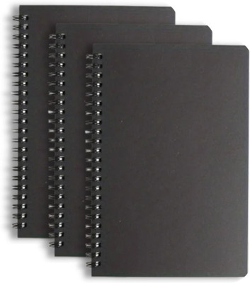 CRAFTOPIX Notebook A5 Notebook Plain 200 Pages(Black, Pack of 3)