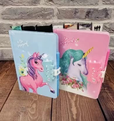 Barbarik Unicorn Password Diary A5 Notebook Both side rulled 140 Pages(Multicolor)