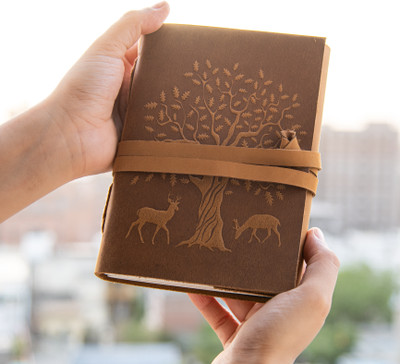 CRAFT JUNKY Recycled Handmade A5 Diary Unruled 200 Pages(Deer Tree)