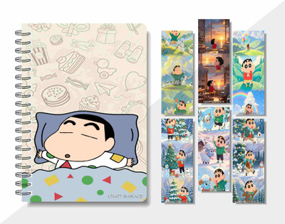 craft maniacs 2024 SHINCHAN DIARY & 6 FREEBIE BOOKMARKS A5 Desk Planner RULED 160 Pages(Multicolor)
