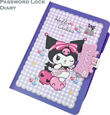 Johnnie Boy A5 Anime Kuromi Password Diary with Pen A5 Diary Ruled 160 Pages(Multicolor)