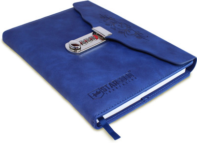 Stargood Innovation Lock Diary A5 Diary Single Ruled 162 Pages(Navy Blue)