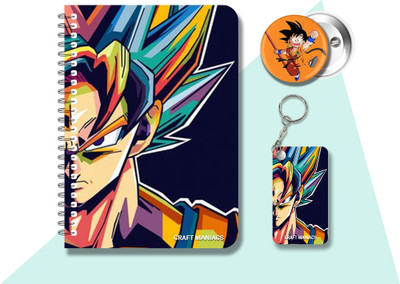 craft maniacs DRAGON BALL Z DIARY & 2 FREEBIE A5 Notebook RULED 120 Pages(Multicolor, Pack of 3)