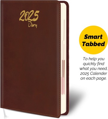 More Choice PU Leather Cover Sleek & Stylish Strap Diary with Excellent & Handy Design A5 Diary Rule 366 Pages(Brown)