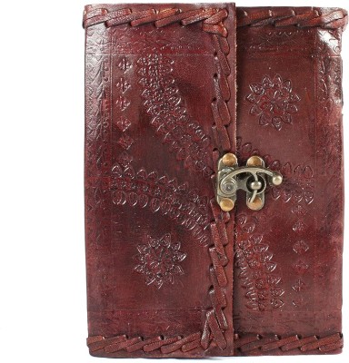 KRISHNA HANDICRAFTS Unique Handmade Leather Diary Embossed A5 Diary unruled 100 Pages(Brown)