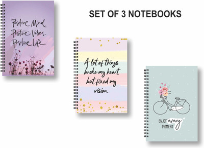ROT RIX combo of 3 Notebooks A5 Diary Unruled 144 Pages(Multicolor, Pack of 3)