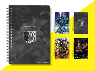 craft maniacs ANIME DIARY & 4 MAGNETIC BOOKMARKS A5 Diary RULED 160 Pages(Multicolor)