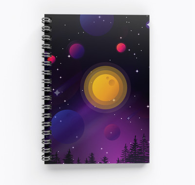 RJPRINTS Space Modern A4 Notebook Unruled 160 Pages(Multicolor)