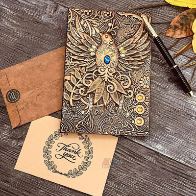LANLOY Vintage Leather Diaries | Classic Hardcover Notebooks A5 Diary Ruled 200 Pages(Bronze)