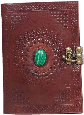 Anshika International Pure Genuine Real Vintage Leather Handmadepaper Notebook Dairy with Beautiful Stone Regular Diary Unruled 100 Pages(Brown)