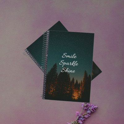KG “Smile Sparkle Shine” Inspirational Spiral Notebook A5 Diary Unruled 144 Pages(Green)