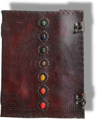 Shah Handicrafts 7 Stone Large Leather Journal A4 Journal Plain 100 Pages(Brown)