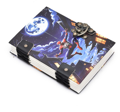 leather play Handmade Spider Hero Diary with Lock | Antique Paper Notebook for Gifting Regular Diary Unruled 144 Pages(Multicolor)