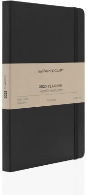 myPAPERCLIP 2023 Weekly Planner, Section Thread Bound, Hand Drawn PU Back, Black, A5 Planner/Organizer Ruled 192 Pages(Black)