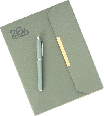 Scribelle Diary 2026 A5 Diary Single Rule , Month Cut 365 Pages(Green)