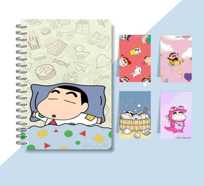 craft maniacs SHINCHAN DIARY & 4 MAGNETIC BOOKMARKS 2025 A5 Notebook RULED 160 Pages(Multicolor)