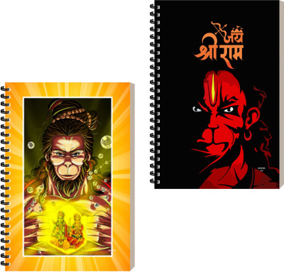ESCAPER Hanuman Ji Devotional Diary, Designer Journal Notepad, Notebook A5 Diary Ruled 160 Pages(Combo- B, Pack of 2)