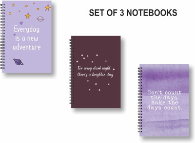 ROT RIX combo of 3 Notebooks A5 Diary Ruled 144 Pages(Purple, Multicolor, Pack of 3)