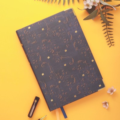 Doodle Premium Hard Bound Timeless Grace A5 Notebook With Metal Corners | Ruled 160 Pages(Carbon Grey)