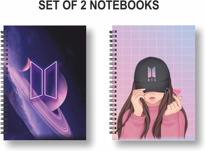 3DS Notebook A5 Diary Ruled 144 Pages(Pink, Purple, Pack of 2)