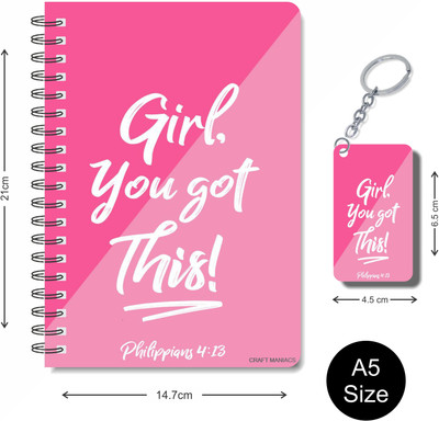 craft maniacs POSTERS 2023 DIARY & KEYCHAIN A5 Notebook RULED 120 Pages(Multicolor)