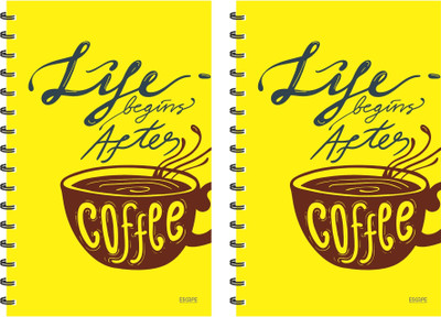 ESCAPER Life Begin After Coffee (Ruled - A5 Size - Pack of 2 Diaries) Designer Diaries A5 Diary Ruled 160 Pages(Multicolor, Pack of 2)