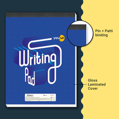 NAVNEET Youva Patti Bound 21.5x28.5 cm Single Line Regular Writing Pad Single Line 80 Pages(Multicolor, Pack of 3)