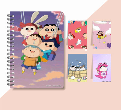 craft maniacs SHINCHAN DIARY & 4 MAGNETIC BOOKMARKS 2025 A5 Notebook RULED 160 Pages(Multicolor)