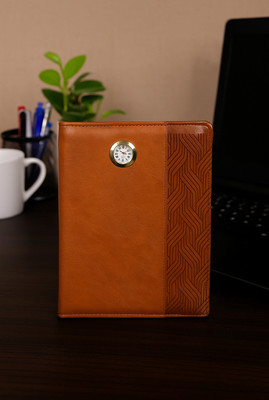 UBROFIT Clock & Calculator Full Sunday Zipper Brown Soft Leather New Year Diary 2025 B5 Diary Single Ruled 365 Pages(Brown)