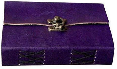 KRISHNA HANDICRAFTS Handmade Purple Leather Bound Writing Book Notebook Diary A5 Diary unruled 100 Pages(Blue)