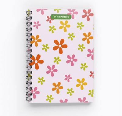 RJPRINTS Flower Pattern A5 Notebook Unruled 200 Pages(Multicolor)
