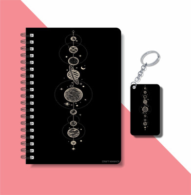 craft maniacs SPACE DIARY & KEYCHAIN A5 Notebook RULED 120 Pages(Black)