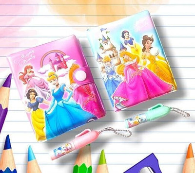 Cursive 2 Pcs Cartoon Pocket Size Diary with Pen, Writing Book Notebook for Kids, Boys Mini Diary 40 Pages(Pink, Pack of 2)