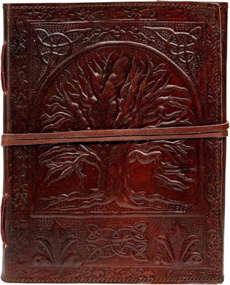 KRISHNA HANDICRAFTS KH Leather Handmade Tree Diary with Unlined Pages For Office and Gift A5 Diary Plain 100 Pages(Brown)