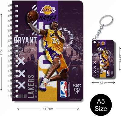 craft maniacs 2023 KOBE DIARY + KEYCHAIN A5 Note Book RULED 160 Pages(Multicolor)