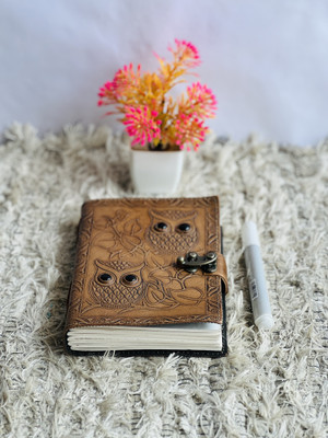 arshad OWL EMBOSSED A5 Diary unruled 200 Pages(Brown)