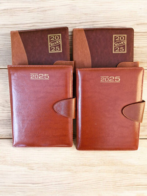 LIFECARD New Year Leather Regular Diary 2025_pack of 4 A4 Diary Regular 365 Pages(Brown, Pack of 4)