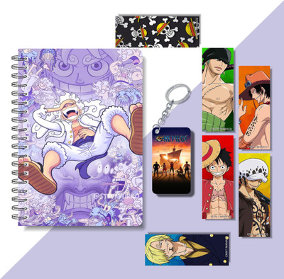craft maniacs 2024 ONE PIECE DIARY & 6 FREEBIE BOOKMARKS & ONE KEYCHAIN A5 Notebook RULED 160 Pages(Multicolor)