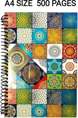 R K SALES A4 Spiral Notebook A4 Note Book Single Ruled 500 Pages(Multicolor)