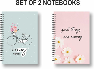 ROT RIX combo of 2 Notebooks A5 Diary Unruled 144 Pages(Peach, Pack of 2)