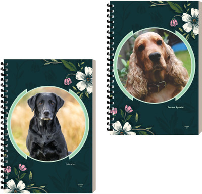 ESCAPER Dog Personal Journal Diary, Spiral Ruled Notepad, Designer Notebook A5 Diary Ruled 160 Pages(Combo- A, Pack of 2)