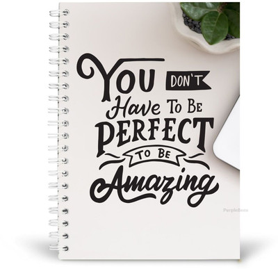 PurpleBees You don’t have to be perfect to be Amazing Quotes Diary Motivational Notebook | A5 Notebook Plain 150 Pages(Multicolor)